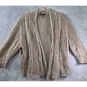 Eileen Fisher Open Front Net Cardigan Linen Metallic Women's Size Large Canada